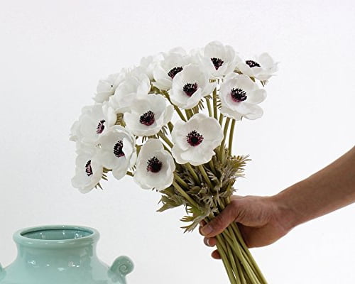 Anemone Wedding Centerpiece Real Touch White Anemone Flower PU Anemone Bouquet 