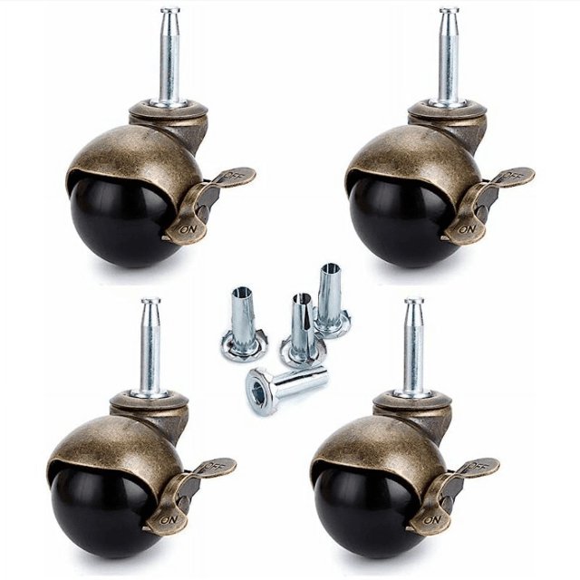 Jinsinto Ensemble de 4, Roue à Billes en Bronze, Roulettes de Meubles avec Prises