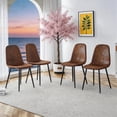 thumbnail image 3 of TesNus Dining Chairs Set of 4 Faux Leather Brown Upholstered Black Metal Legs for Dining Room Living Room, 3 of 10