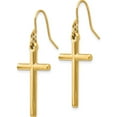 thumbnail image 2 of 14K Yellow Gold Cross Shepherd Hook Dangle Earrings (36 X 14) Made In Indonesia h1087, 2 of 5
