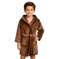 thumbnail image 5 of LYMAYTER Kids Boys Robe Soft Flannel Long Hooded Bathrobe for 2-12Y Toddler Solid Warm Household Bathwear, 5 of 10