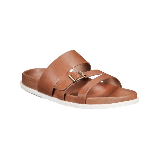 Womens Sloan Leather Waterproof Slide Sandals Brown 6 Medium (B,M)