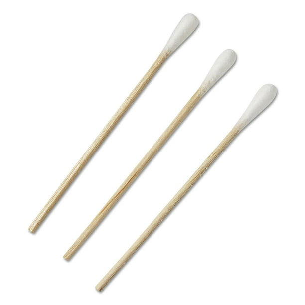 Medline Aplicador de madera con punta de algodón, no estéril, 3 pulgadas, paquete de 100
