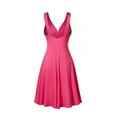 thumbnail image 4 of Outfmvch pink dress for women Plus Size V-neck Retro Sling Pleated Slim Flare Skirt Dresse womens dresses fall dresses, 4 of 4