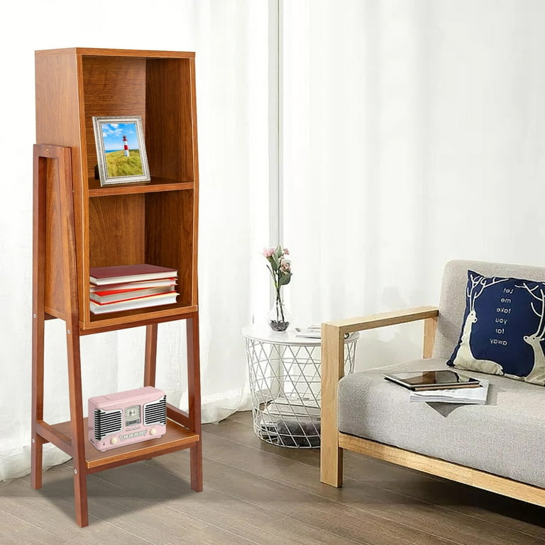 Miumaeov 3 Tier Bookcase 44 Inch Tall Narrow Bookshelf Freestanding Storage Shelves with Storage Display Organizer Tower for Bedroom Office Books