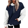 thumbnail image 2 of Idoravan Lightweight Hoodies for Women Front Pocket Women's Loose Fitting Color Blocking Long Sleeved Hoodie Sports Top with Frant Pocket Pullover Navy M, 2 of 8