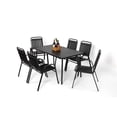 thumbnail image 2 of BISHE Outdoor Dining Set for 6, 7-Piece Patio Dining Furniture, Steel Table and 6 Plastic Chairs Bistro Table Set for Backyard Balcony Garden, Black, 2 of 6