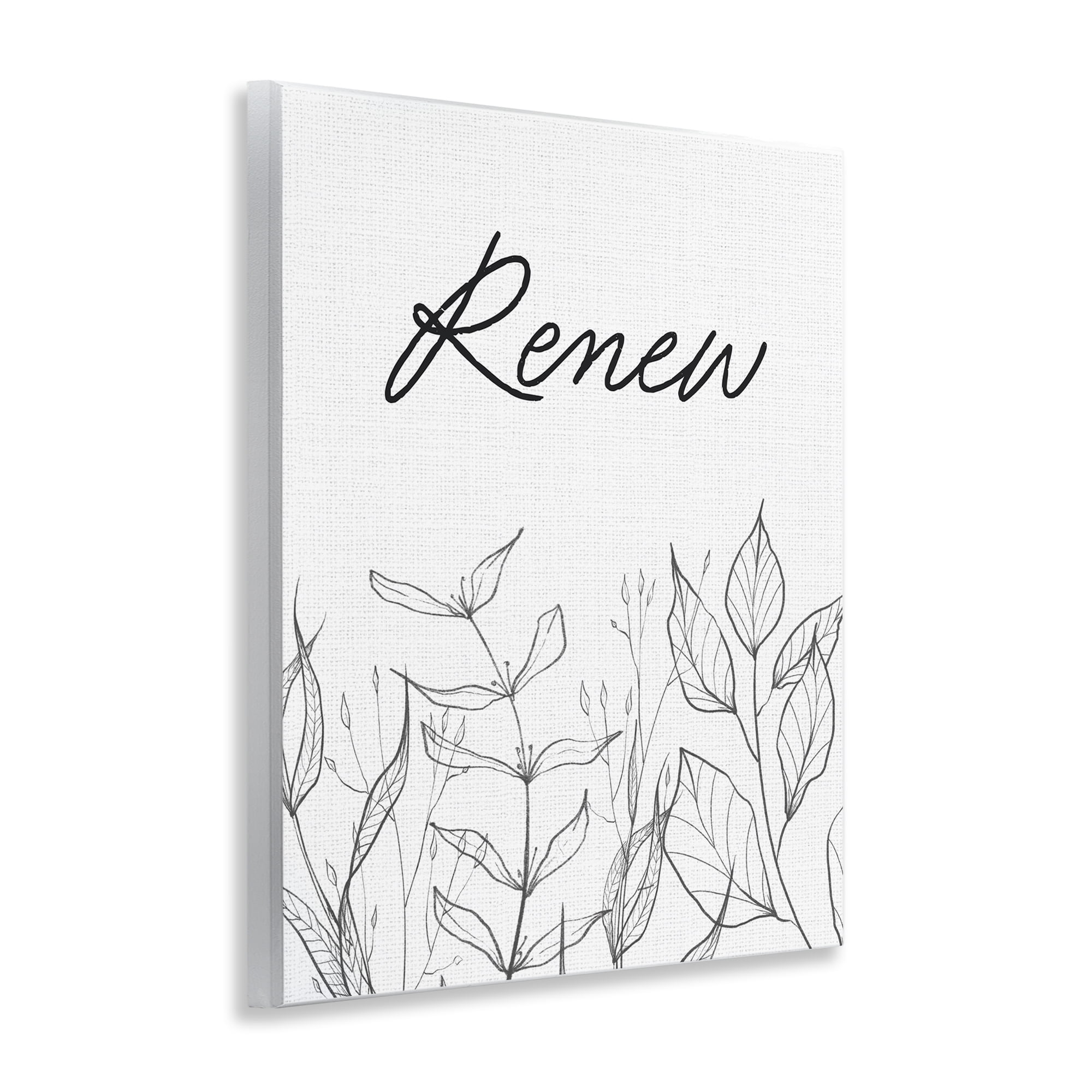 Renew with Leaf Outlines Wall Plaque Art, design by Lettered and Lined