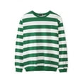 thumbnail image 5 of INSPIRE CHIC Men's Striped Sweatshirt Regular Fit Round Neck Long Sleeves Printed Pullover Sweatshirts M Green White, 5 of 7