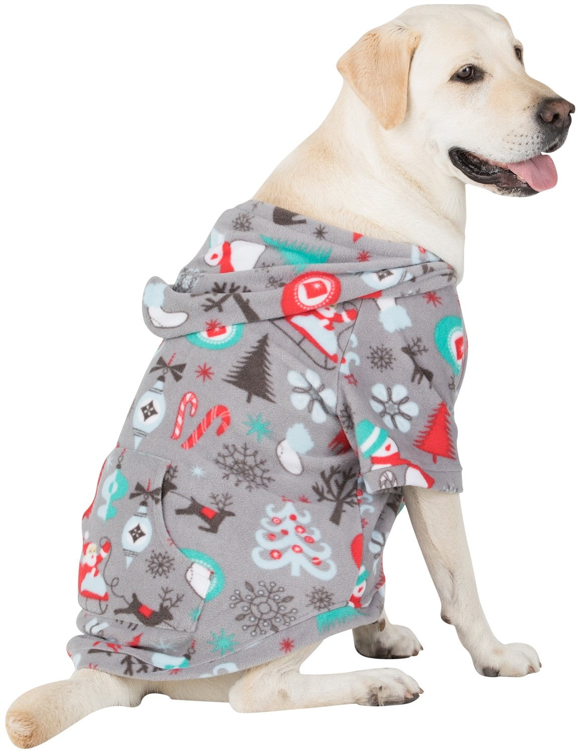 Pet Pjs Santa's Village Pet Pjs Fleece Hoodie Pet Large (Fits Up