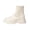 Beige, variant on Women's Chelsea Ankle Boots Platform Ribbed Knit Sock Slip On Lug Sole Stretch Knit Combat Booties, Smooth Leather Panel Chunky Short Winter Boots for Street Daily Outdoor Walking Black 37