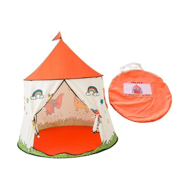 Tienda de juegos para niños, juguete, tienda de juegos para niños, tipi plegable portátil, con castillo para barbacoas, guardería, naranja