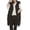 Black, variant on Lohuatrd Women Autumn Winter Solid Color Long Waistcoat Hooded Sleeveless Pockets Zipper Placket Vest Coat Cotton-padded Outwear
