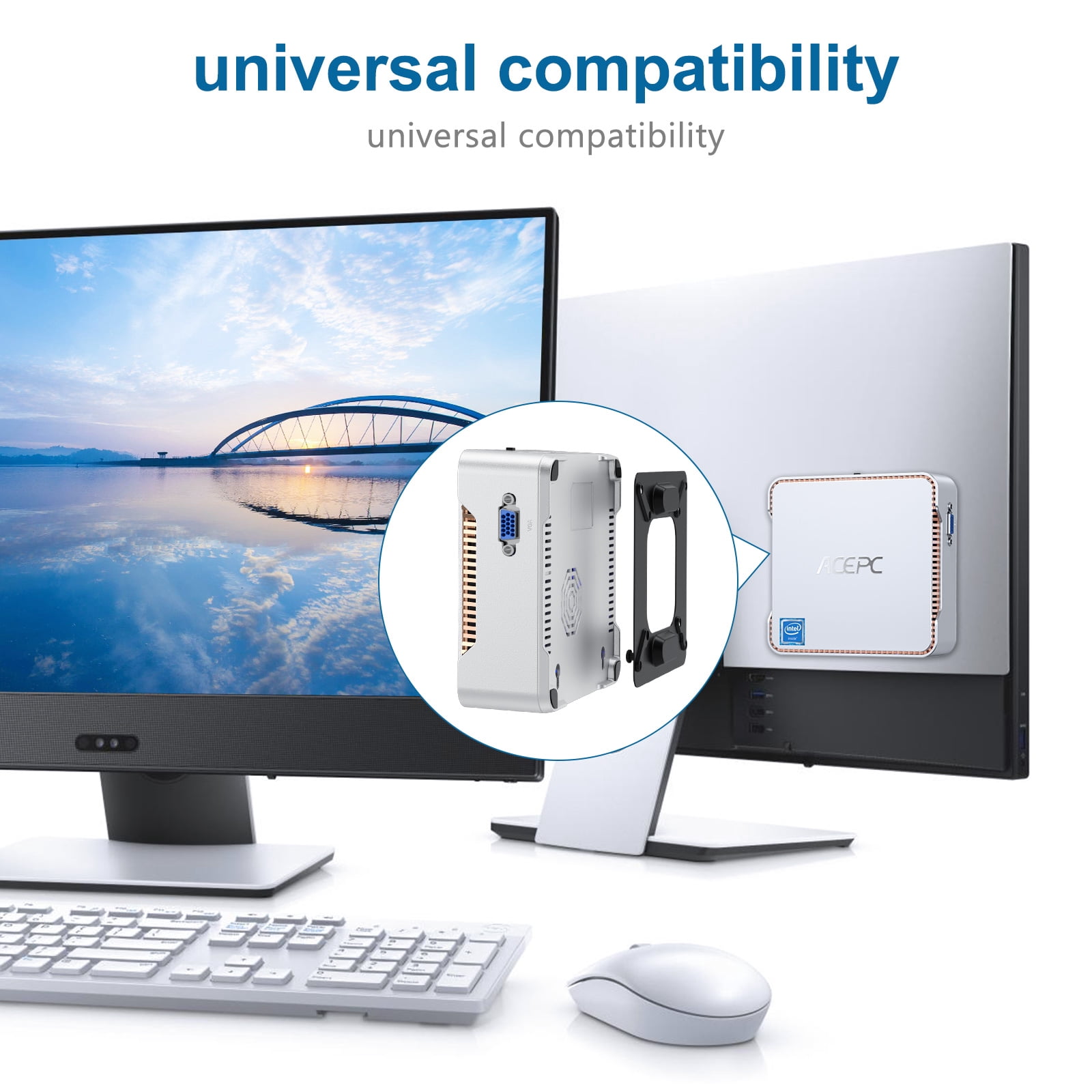 Kamrui Mini PC Intel Celeron J4125 2.7GHz Desktop Computer 12GB