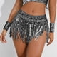 thumbnail image 5 of Gibobby faldas largas de mujer elegantes para mujer Pantalones cortos Rave Festival Bottoms(Negro, L), 5 of 5