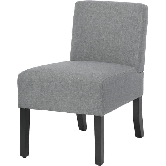 TerraOutfit Modern Armless Accent Chairs - Solid Wood Legs, Slipper Chair for Living Room, Grey