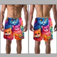 thumbnail image 3 of luoweisi Men's Beach Shorts Quick Dry Swim Trunks with Mesh Lining Cartoon Cat M, 3 of 5