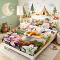 thumbnail image 2 of Erosebridal Fox Fitted Sheet Full for Girls, Pink Lilies Bed Set, 3 Pieces 1 Fitted Sheet and 2 Pillowcases, 2 of 6