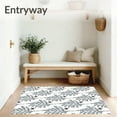 thumbnail image 3 of ODIKA 3'x5' Machine Washable Non-Slip Area Rug, Ornamental Frosted Fern Design with Subtle Snowflake Accents High Traffic Rug with Pad, White, 741461, 3 of 8