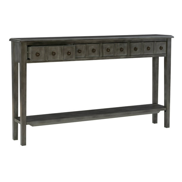 60 Inches 4 Drawer Console Table With Bottom Shelf Gray Com 60 Inches 4 Drawer Console Table With, 60 Inch White Console Table