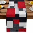 thumbnail image 2 of Burlap Table Runner 70 Inches Long, Abstract Red Black White Gray Color Block Non-Slip Kitchen Table Runners for Dining Room Everyday Use Party Table Decorations Geometric Art, 2 of 9