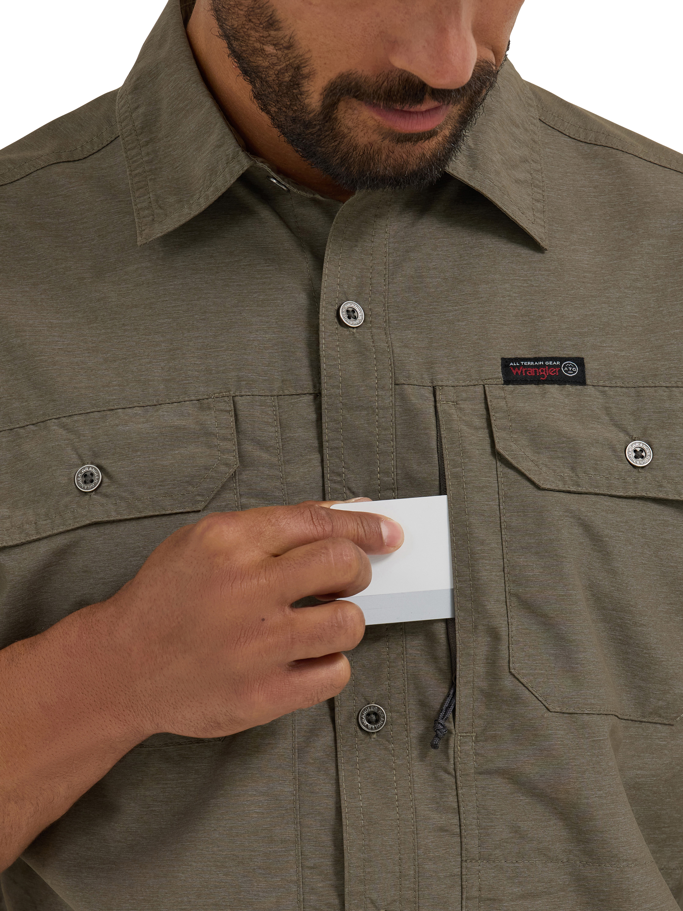 Wrangler® ATG Men's Mixed Material Shirt with UPF 40+ Protection, S-4XL