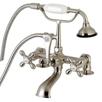 Aqua Vintage AE209T8 Aqua Vintage 7" Center Deck-Mount Clawfoot Tub Faucet with Hand Shower, Brushed Nickel