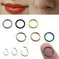 thumbnail image 2 of HOOUN Stainless Steel Round Nose Ring Septum Rings Unisex Piercing Body Jewelry Decor-Rose Gold-1.6*8mm, 2 of 9