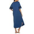 thumbnail image 6 of Avidlove Women's Nightgowns Long Sleepshirt Short Sleeve Oversized Nightdress Sleepwear V Neck Houese Dress Loungwear, 6 of 8