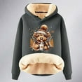 thumbnail image 5 of Women Christmas Outfit Festive Ladies' Cow Print Hooded Jacket Cozy Winter Pullover Outerwear Top Gray M, 5 of 5