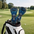 thumbnail image 4 of Uorisanigo Golf Club Headcover for Fairway Woods Driver Hybrids, Premium PU Leather 3-Pack Blue Ethnic Skull Golf Club Headcovers Set with Abrasion-Resistant Soft Lined Interior, 4 of 7