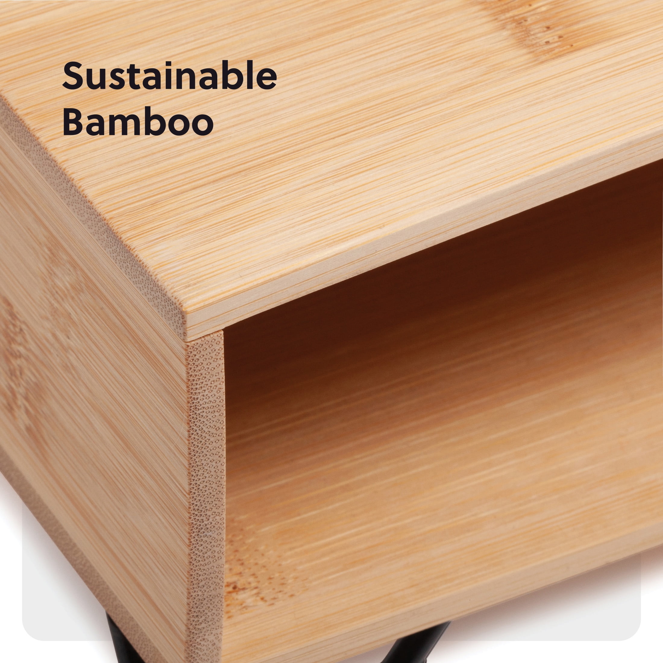 U Brands Verona Desk Monitor Stand with Storage, 16.5 x 10.3 x 5 in., Bamboo