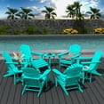 thumbnail image 6 of WestinTrends Dylan 12 Pieces Adirondack Chairs Set, All Weather Poly Lumber Outdoor Seating Patio Conversation Set, Seashell Curved Slat Backrest Garden Lawn Deck Fire Pit Chairs, Turquoise, 6 of 7