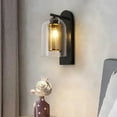 thumbnail image 3 of Modern Black & Gold Glass Wall Sconce Light Fixture 1-Light Lamp, 3 of 10