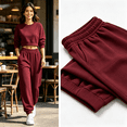 thumbnail image 2 of Inverlee Women's Elastic High Waist Jogger Sweatpants Cuffed Ankle Dual Side Pockets Loose Athletic Loungewear Pants Wine (S-XXL), 2 of 8