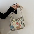 thumbnail image 2 of Bolso Hobo Cuerpo Cruzado Hombro Mujeres Flores Ajustable Tira Cierre Tela Axila para Compras, 2 of 9