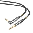 thumbnail image 2 of Clef Audio Labs  6.35mm TS to 6.35mm TS Straight to Angled, Black Chrome Zinc Alloy Shell/PVC Jacket -10F-1PK, 2 of 5