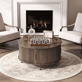 thumbnail image 2 of JOINICE Round Coffee Table for Living Room ,Fluted Center Table with Storage,for Living Room,Walnut, 2 of 6