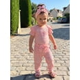 thumbnail image 4 of BemeyourBBs Preemie Newborn Baby Girl Little Sister Outfit Cute Infant Baby Girls Spring Summer Fall Clothes 0 3 6 Months Bow Ribbed Short Sleeve Romper Pants and Headband 3pcs Set, 4 of 9