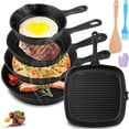 thumbnail image 1 of Juego de 5 Sartenes de Hierro Fundido Antiadherentes con Espátula de Regalo - Ideal para Cocina Parrilla, Barbacoa y Uso al Aire Libre - Set de Sartenes de Hierro de Alta Calidad para Cocinar (5), 1 of 8