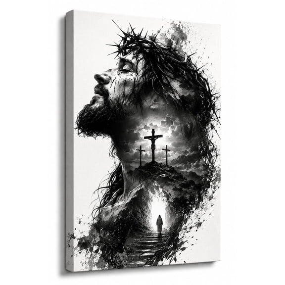 Vintage Gothic Jesus Christian Framed Canvas Wall Art, Bible Verse Scripture Home Decor for Office Living Room Bedroom, Inspirational Religious Wall Decor Gift