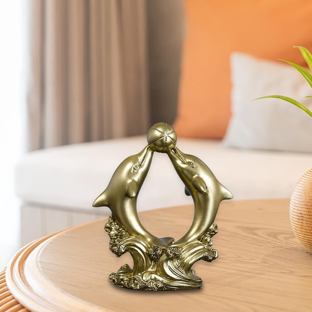 Estatuilla de delfín, adorno de escritorio, estatua decorativa de vida marina de resina, escultura de Animal marino para entrada, gabinete de chimenea Estilo A