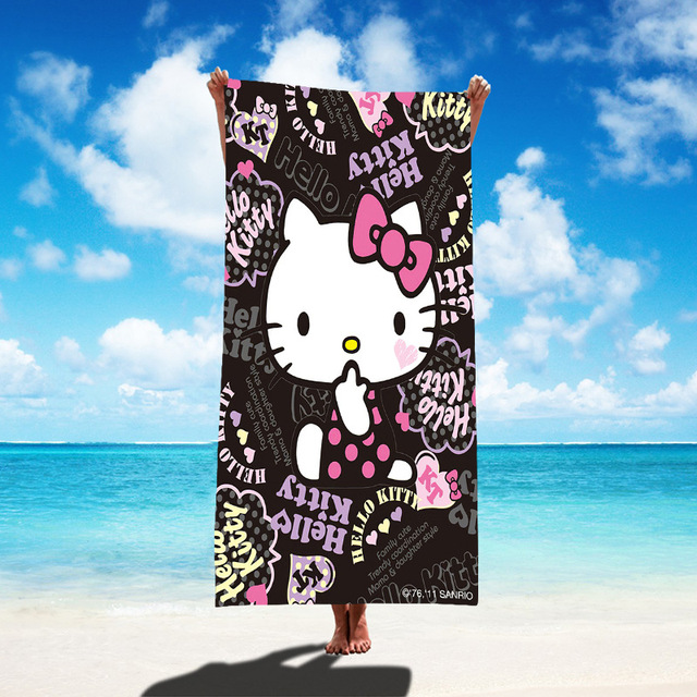 Serviette Hello Kitty Super Star Aymax - 150x75 Cm - 100% Coton - 320 G/m² - Plage Piscine Serviette De Plage 150x75 Cm