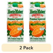 (2 pack) HomeMaker, Premium Squeezed Orange Juice with Pulp, Refrigerated 59 oz Carton Box