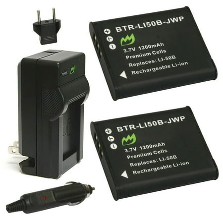 Replacement for Ricoh CX5 Battery (2-Pack 1200mAh) and Charger