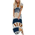 thumbnail image 2 of LOVZFMLL Robes pour Femmes Été Décontracté Imprimé Col Rond Manches Courtes Poches Imprimé Robe Longue Bleu Marine G, 2 of 5