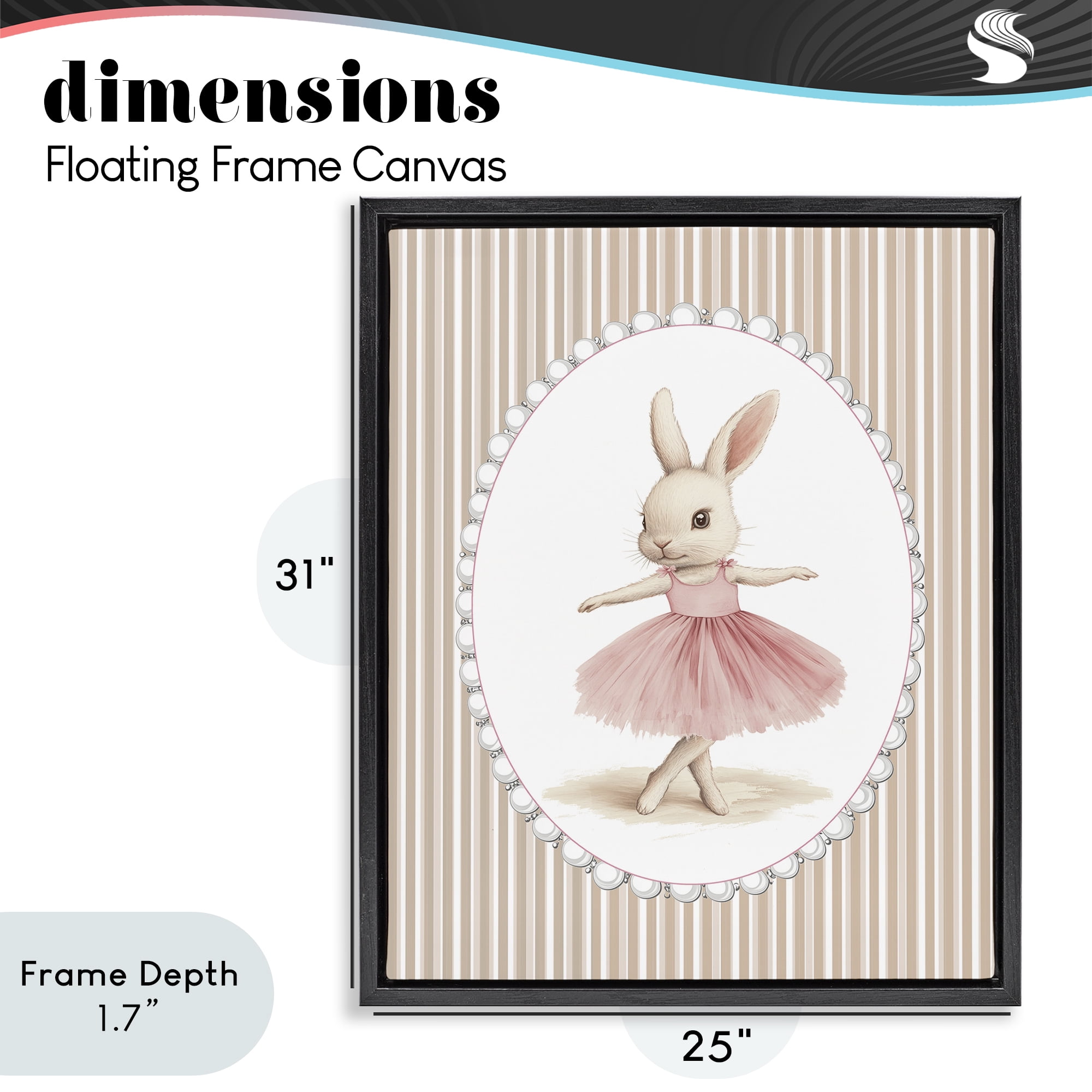 Stupell Industries Woodland Dancer Bunny Black Framed Floater Canvas Wall Art, design by Christine Simpson Art