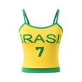 thumbnail image 2 of HNMKIU Women's Streetwear Graphic Letter Print Baby Tee Brazil Crop Top T Shirt Womens Tank Tops Yellow,S, 2 of 8