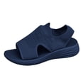 thumbnail image 6 of Rokment Womens Orthopedic Arch Support Walking Sandals Comfortable Stretchy Mesh Slip on Sock Memory Foam Driving Nursing Beach Summer Shoes for Plantar Fasciitis Dark Blue Size 7, 6 of 7