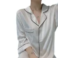 thumbnail image 5 of Camisón de seda de hielo Sexy para mujer, ropa de dormir de verano, vestido fino para el hogar para primavera y otoño, camisón de seda, 5 of 5